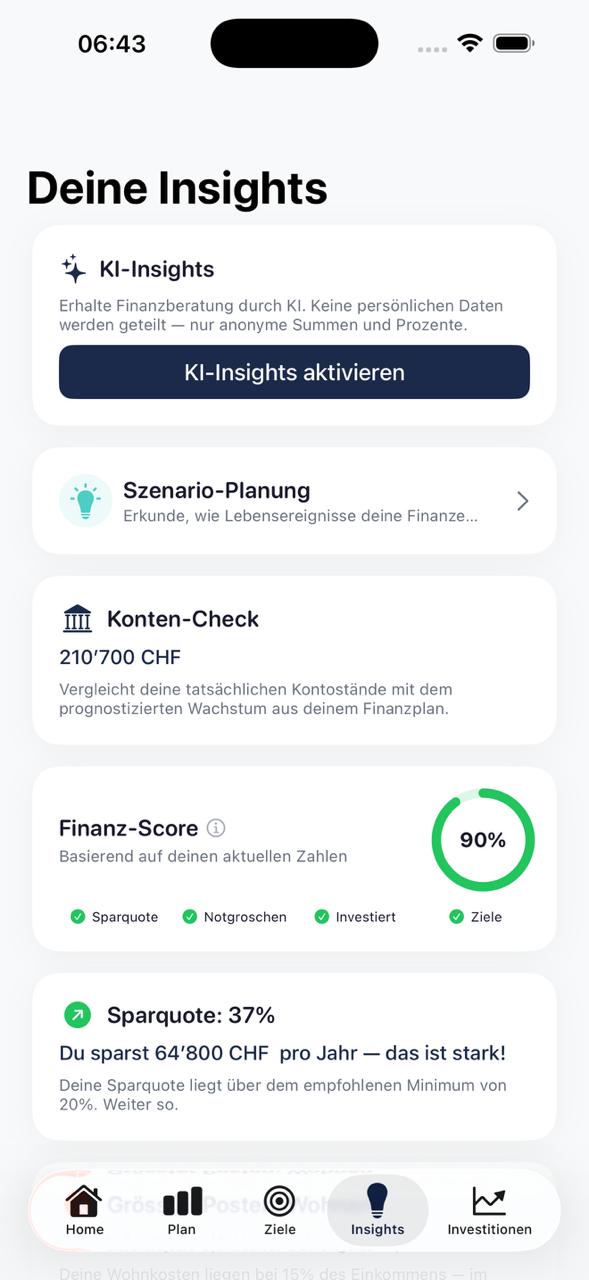 FinanzDuett Insights – Finanz-Score, Sparquote, KI-Insights