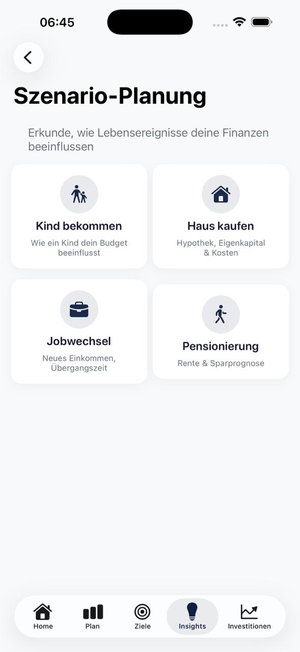 Szenario-Planung – Haus kaufen, Kind, Jobwechsel